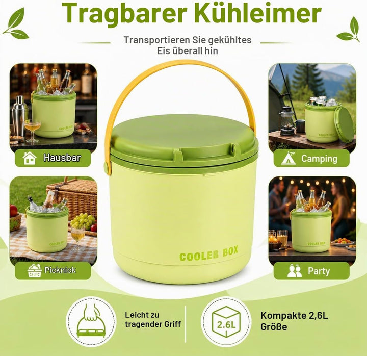 Eiswürfelbehälter,2.6L Eiswürfelbehälter Mit Deckel,Eisbehälter,Eiseimer Mit Ice Cube Tray Lässt Sic