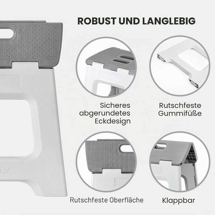 VIGAR - Zusammenklappbarer Hocker - Modell Compact Zeroline - 32 cm Höhe - 80% recycelter Kunststoff