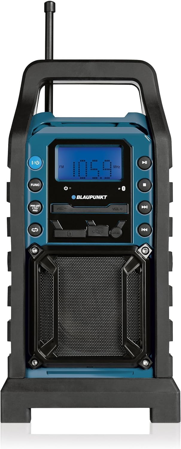 BLAUPUNKT BSR 10 Baustellen Radio mit Bluetooth und Akku, mit UKW PLL Radio, USB, SD, AUX-IN, stossf