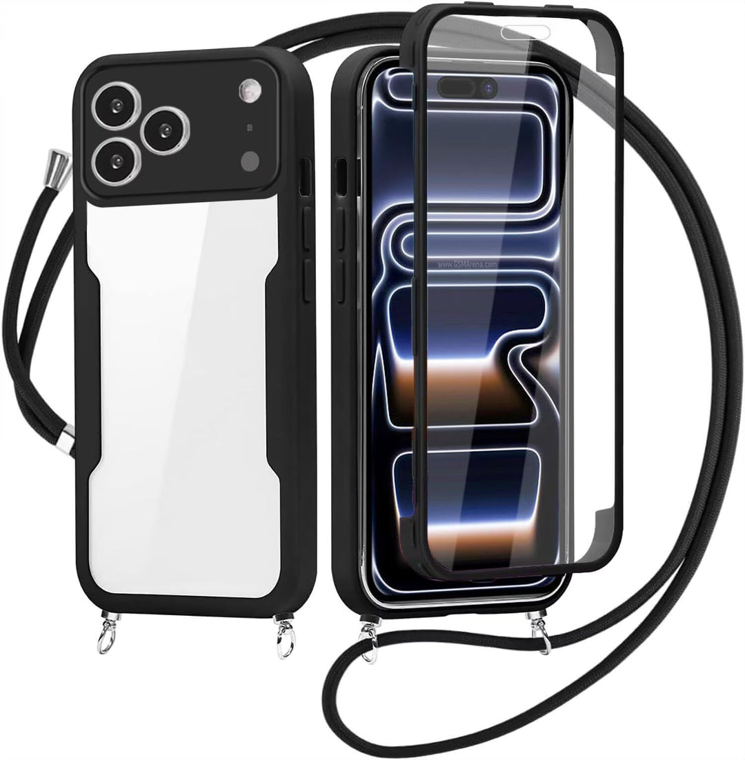 FERLAN Handykette für iPhone 17 Pro Hülle mit Band,Transparent 360 Grad Rundumschutz Schutzhülle mit