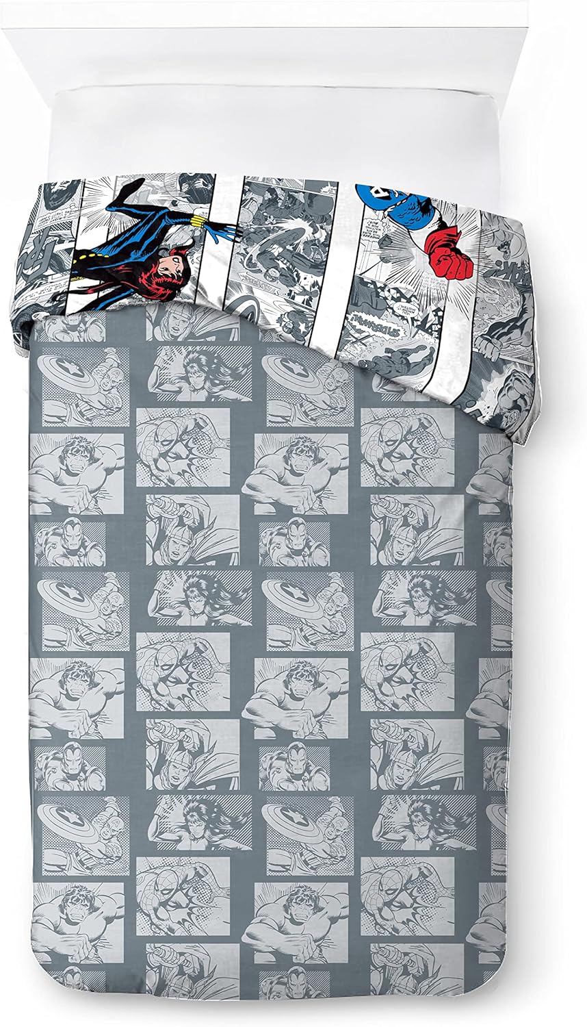 Jay Franco Marvel Comics Comic Cool 100% Baumwolle Kinderbettwäsche-Set 135x200 cm Einzelbettgrösse