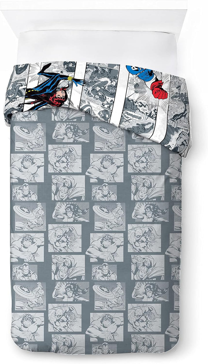 Jay Franco Marvel Comics Comic Cool 100% Baumwolle Kinderbettwäsche-Set 135x200 cm Einzelbettgrösse