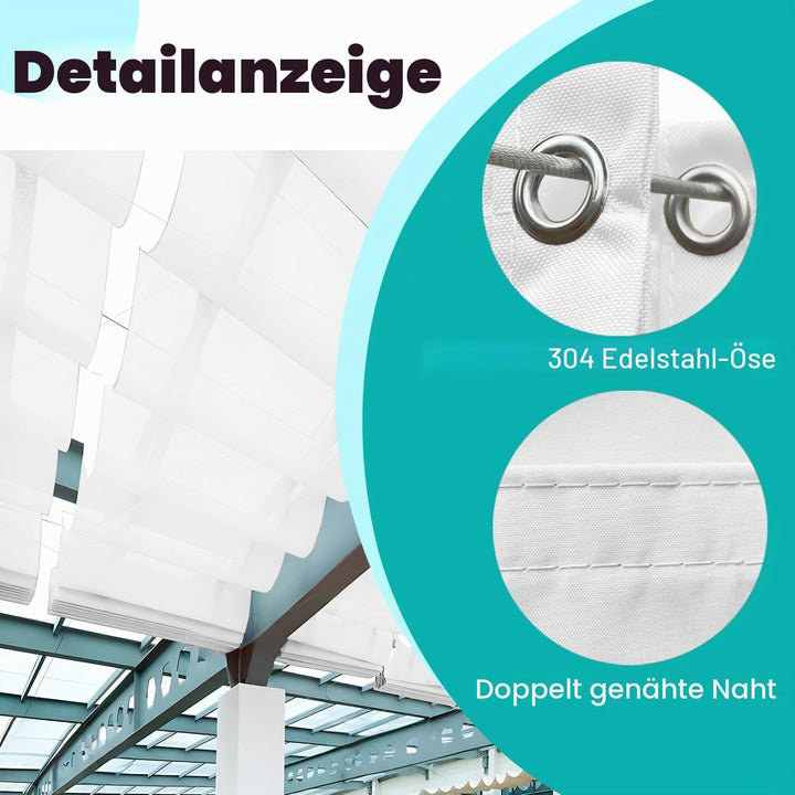 Einziehbares Wellen-Sonnensegel, 2x4M, Pergola-Markise, verstellbar Schutz vor UV-Strahlungen Sonnen