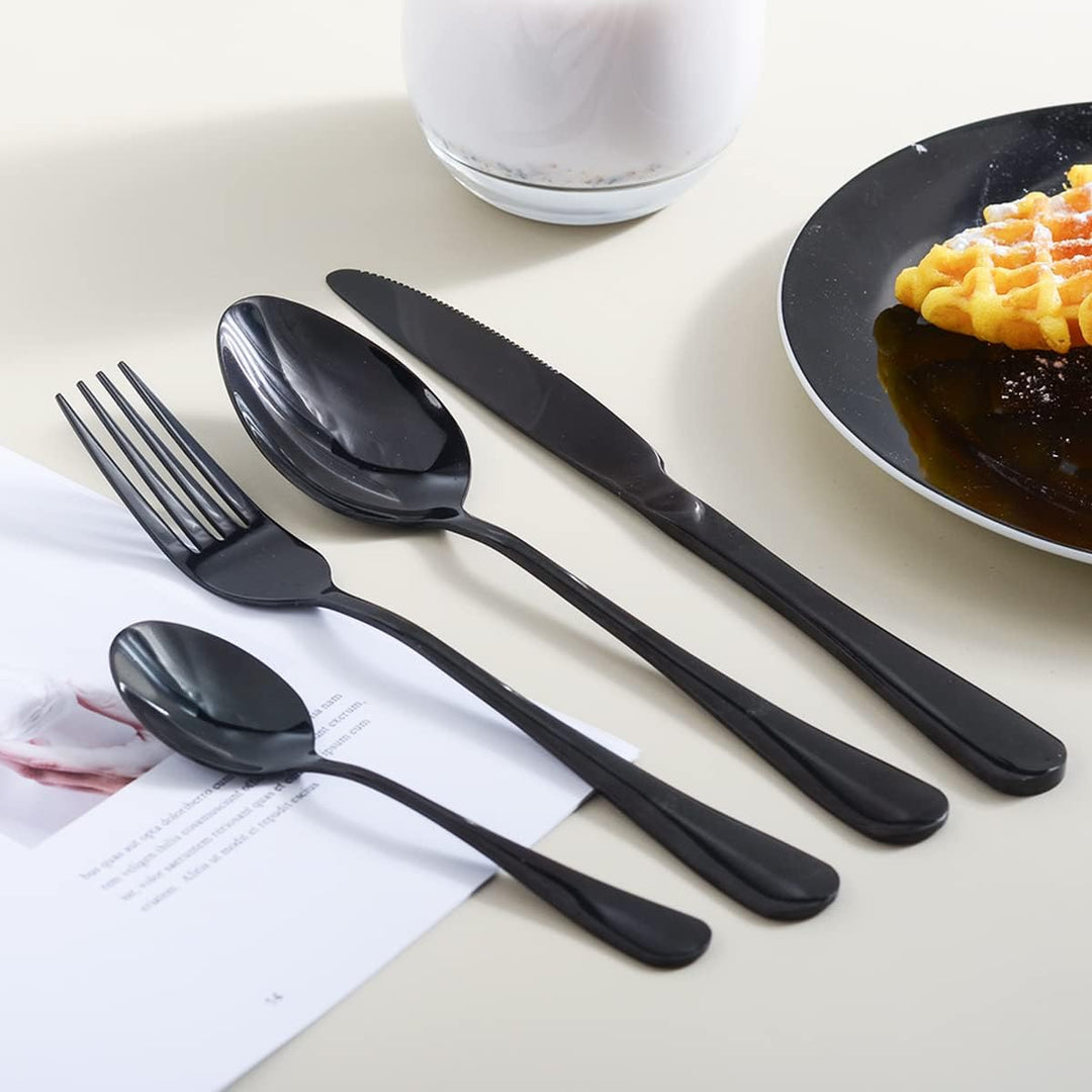 OBR KING Besteck Schwarz 16-teilig Besteckset aus 18/0 Edelstahl, Bestecksets einschliesslich Messer