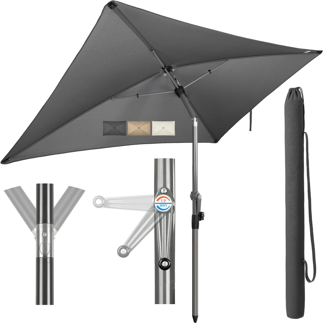 4smile SunnyShade Sonnenschirm Balkon Modern mit Schutzhülle, Anthrazit, Sonnenschirm rechteckig 200