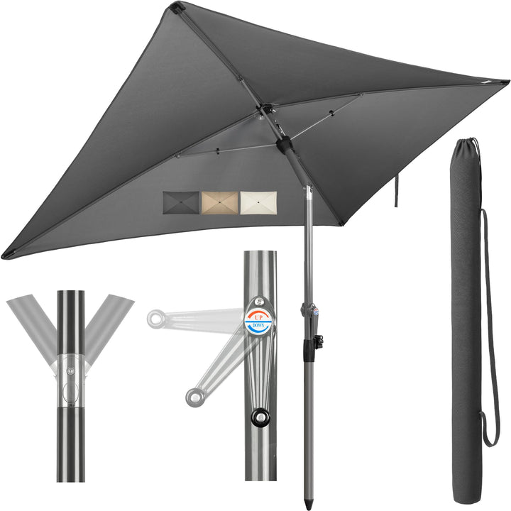 4smile SunnyShade Sonnenschirm Balkon Modern mit Schutzhülle, Anthrazit, Sonnenschirm rechteckig 200