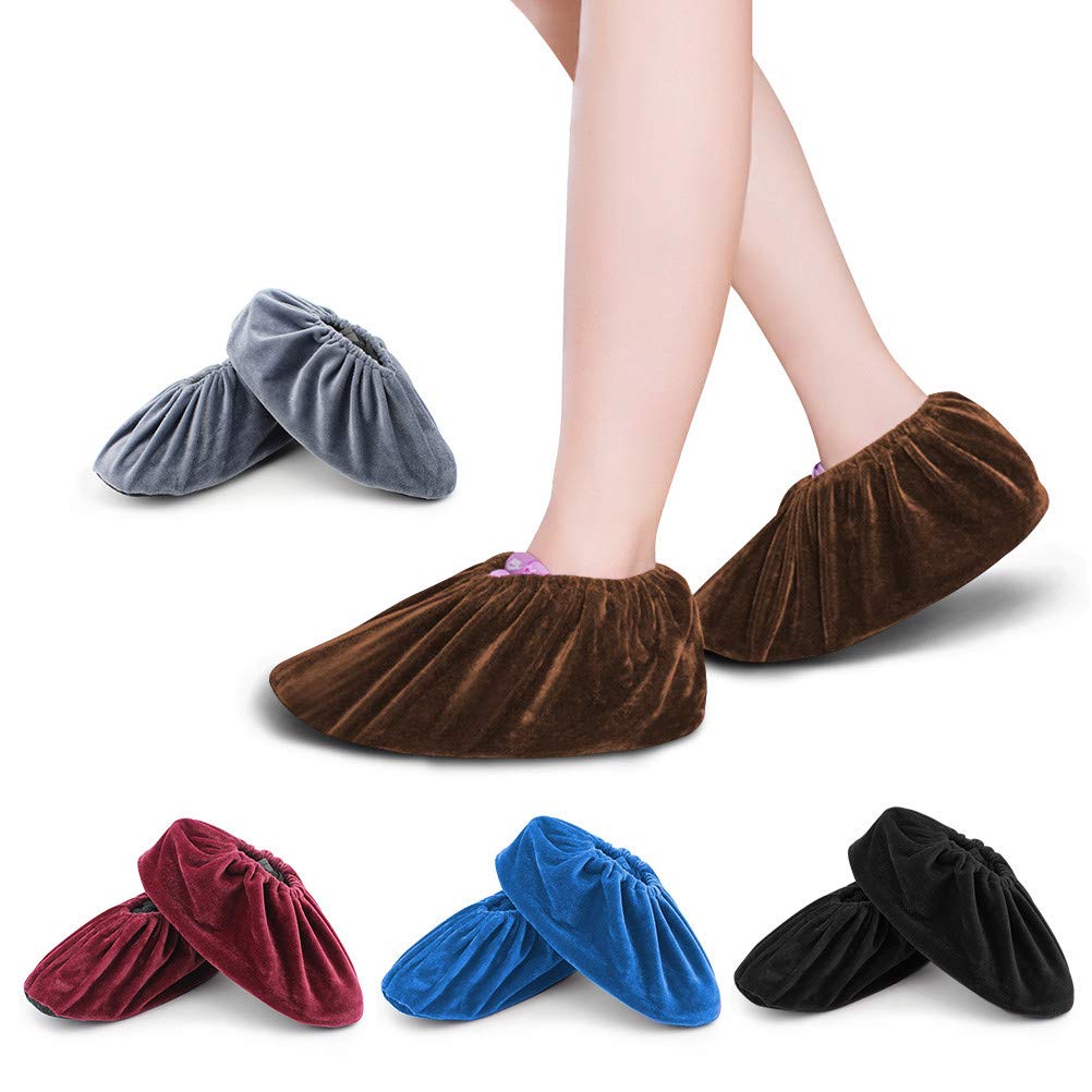 5 Paare Schuhüberzieher Anti-Rutsch Sohle 5 Farbige Flanell Schuh Bedeckung Staubfrei Überschuhe für