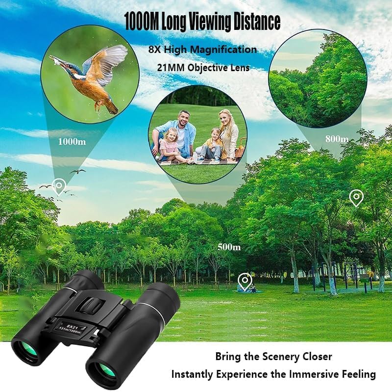 Leistungsstarkes Fernglas für Erwachsene - Kompaktes Fernglas 8x21 mit FMC Objektiv BAK4 Prisma, kle