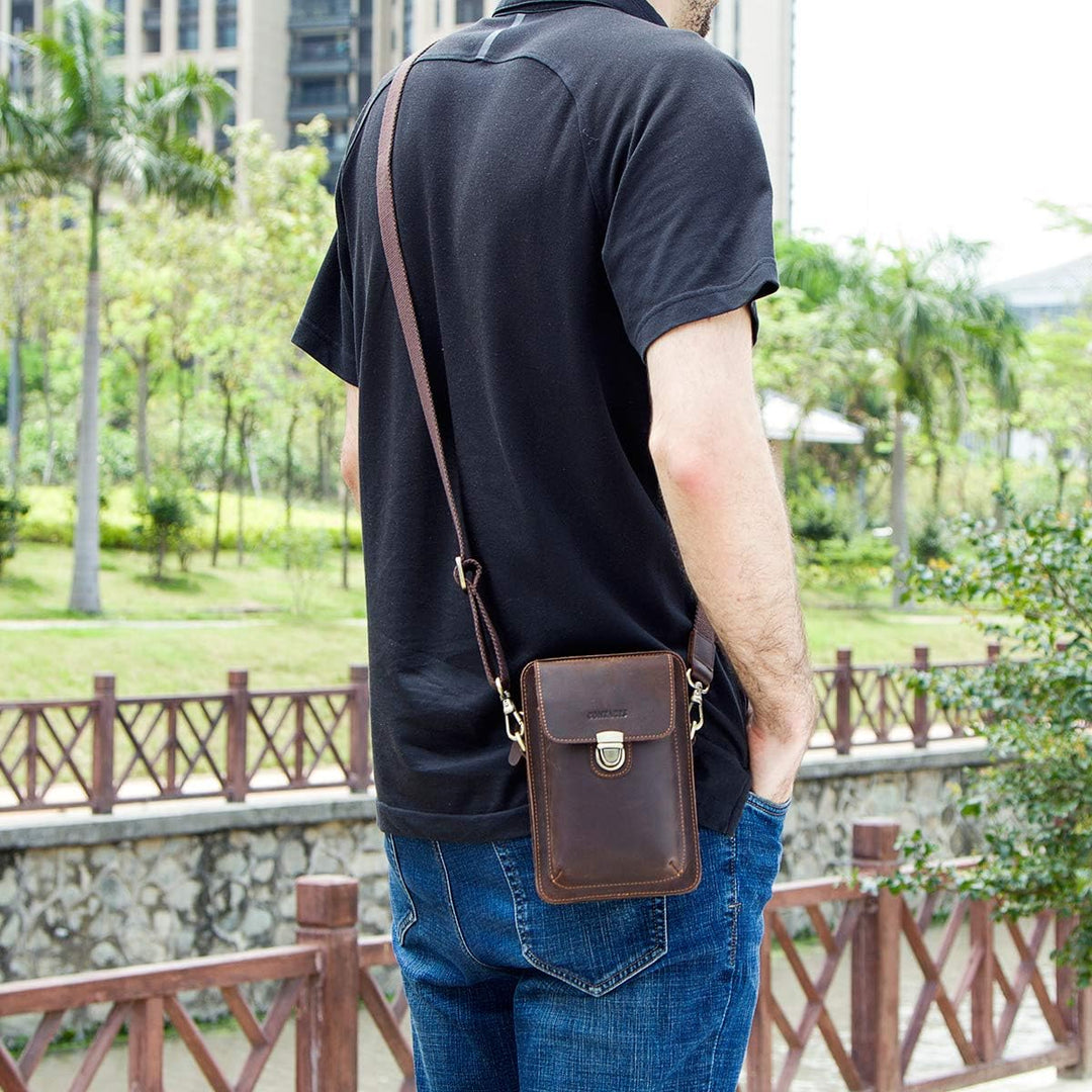 CONTACTS Echtes Leder Herren Kleine Messenger Taillentasche Gürteltasche Telefon Brieftasche Geldbör
