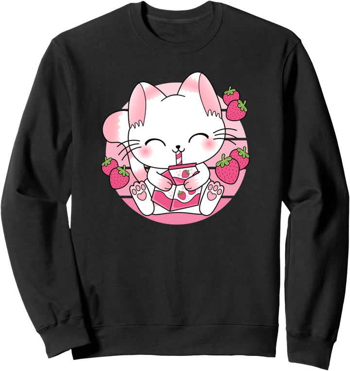 Süsse Japanische Anime Kawaii Erdbeermilch Katze Manga Otaku Sweatshirt