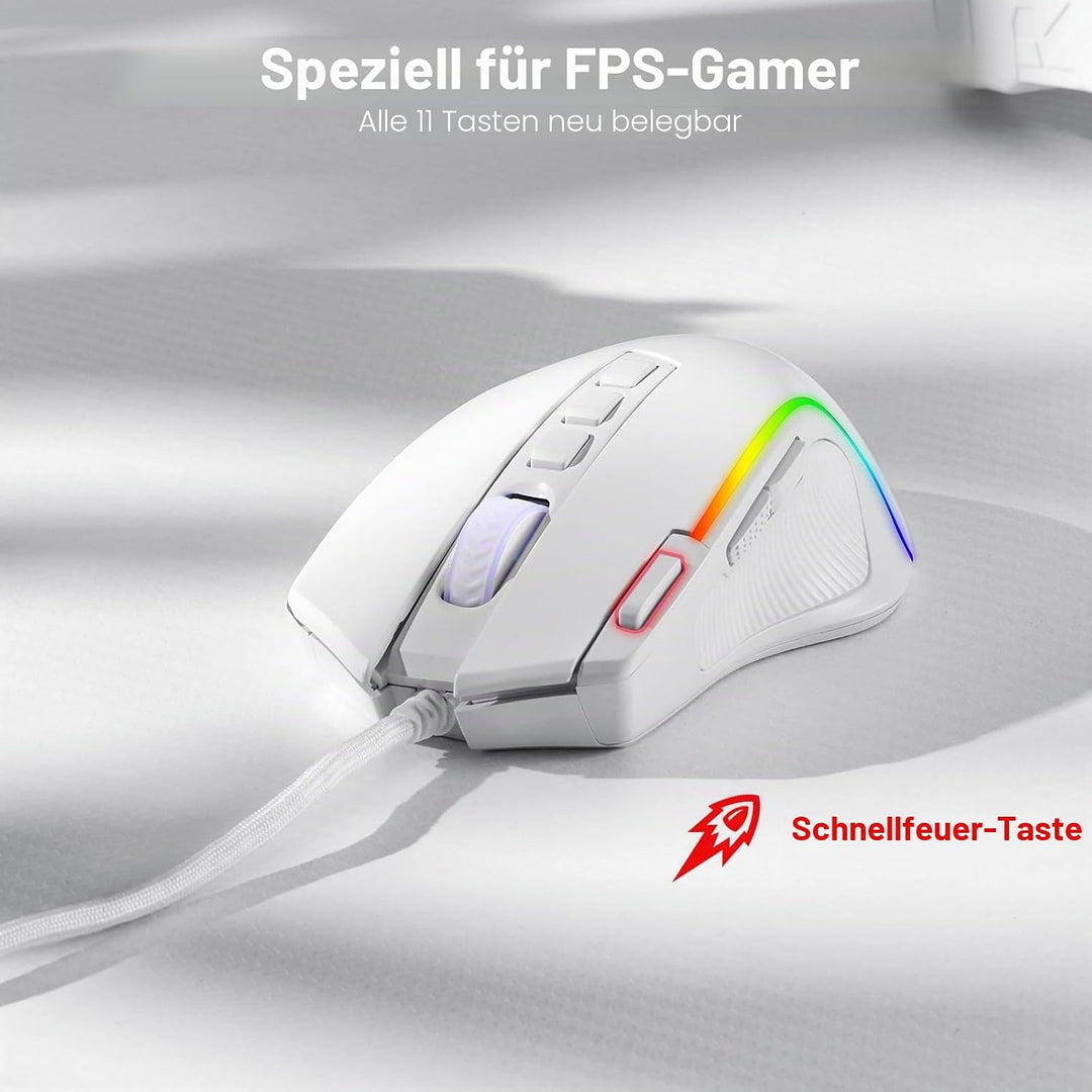 Redragon M612 RGB-Gaming-Maus, 8000 DPI kabelgebundene optische Gamer-Maus mit 11 programmierbaren T