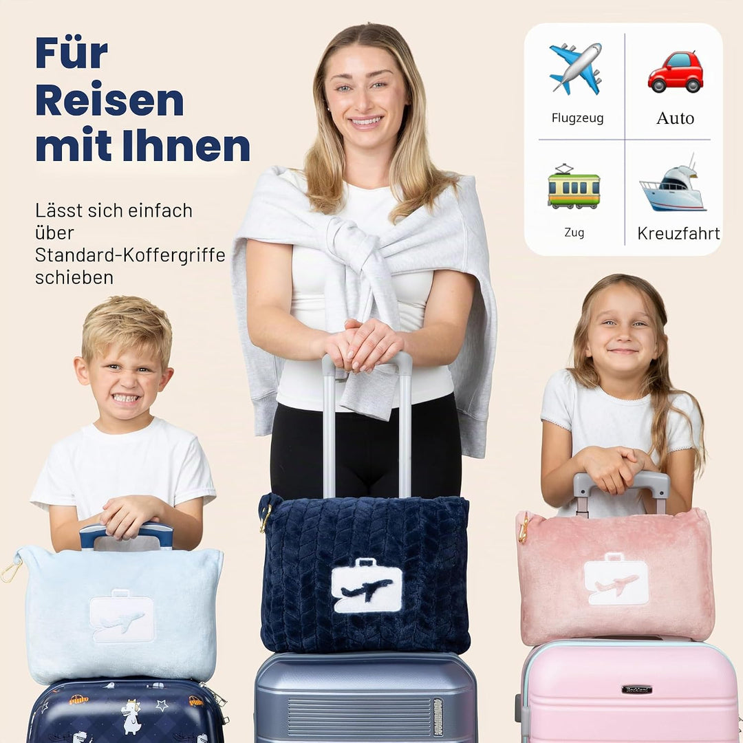 EverSnug Reisedecke und -Kissen - hochwertige, weiche 2-in-1-Flugzeugdecke mit weichem Kopfkissenbez