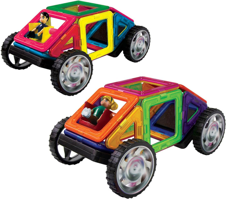 Magnetische Bausteine MK-19 “Das Rennen-2” mit Rädern – Magnetbau-Set 19-teilig, Magnetbausteine, id