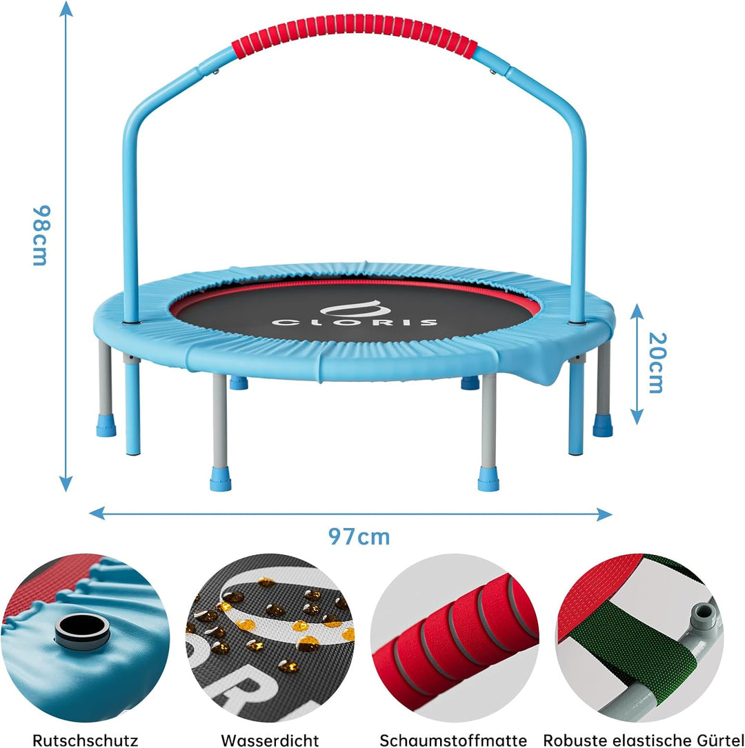 CLORIS 101,6 cm faltbares Fitness-Trampolin – maximale Belastung 220bl, Rebounder mit verstellbarem