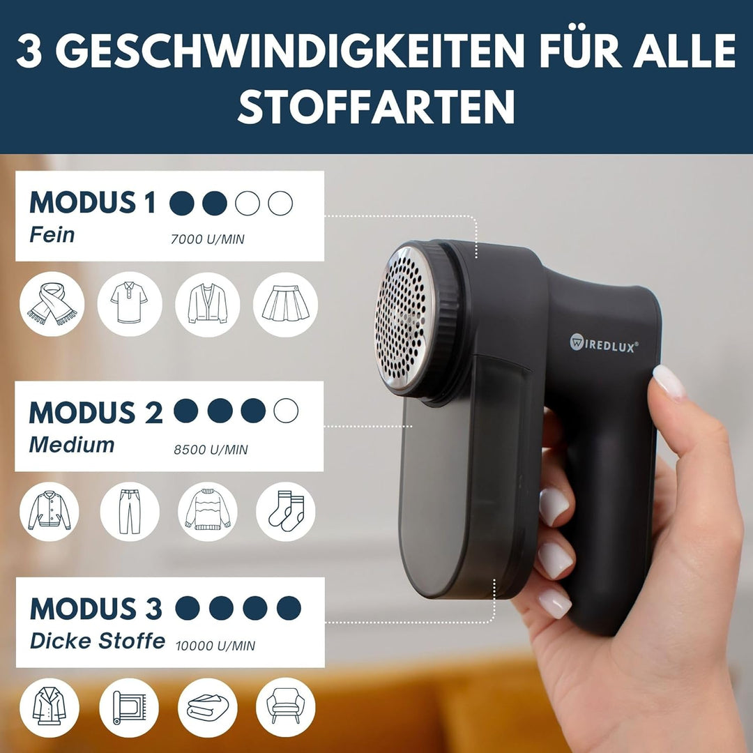 Fusselrasierer elektrisch aufladbar für Kleidung – Fusselentferner & Pilling-Rasierer mit 3 Geschwin