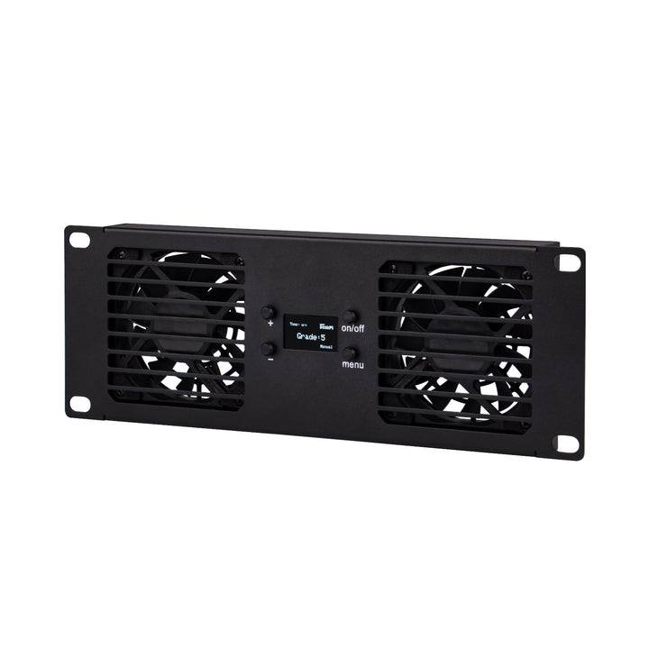GeeekPi 10-Zoll 2U Rackmontage Dual-Fan-Kühlpanel mit OLED-Display & 2X 70-mm-Aktivlüfter für 10-Zol