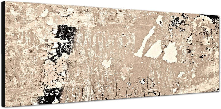 Paul Sinus Art Panoramabild auf Leinwand und Keilrahmen 120x40cm Poster Grunge abstrakt beige