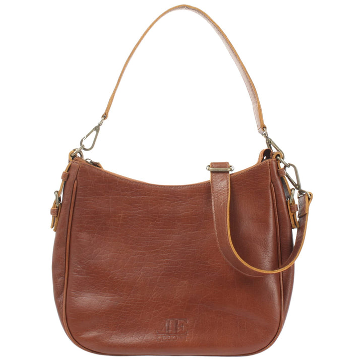 LECONI Schultertasche Henkeltasche Damentasche Umhängetasche natur weiche Ledertasche Handtasche Dam