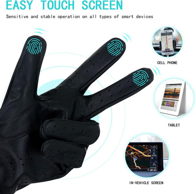 ZQ-CollectionHerren Handschuhe Lederhandschuhe für fahren Ungefüttert Handschuhe, Black(lammfell/Tou