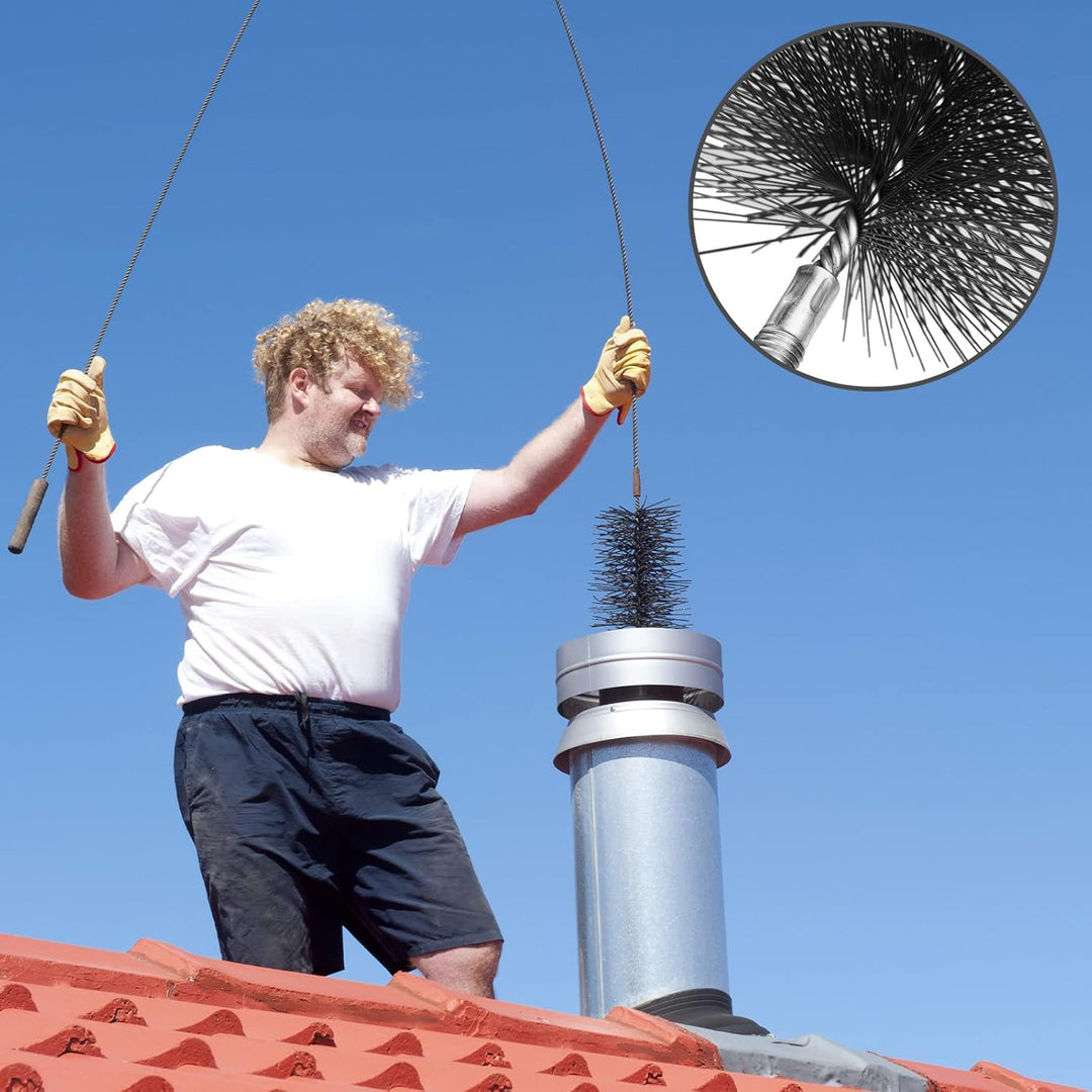 3 Stück Ofenrohrbürste Durchmesser 110 mm, 130 mm, 180 mm Heizkessel Drahtbürste Schornsteinbürste K