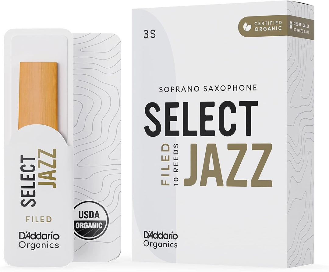 D'Addario Organisch Select Jazz Filed Soprano Saxophon-Stimmzungen - Saxophonrohre - 3 Weich, 10 Pac