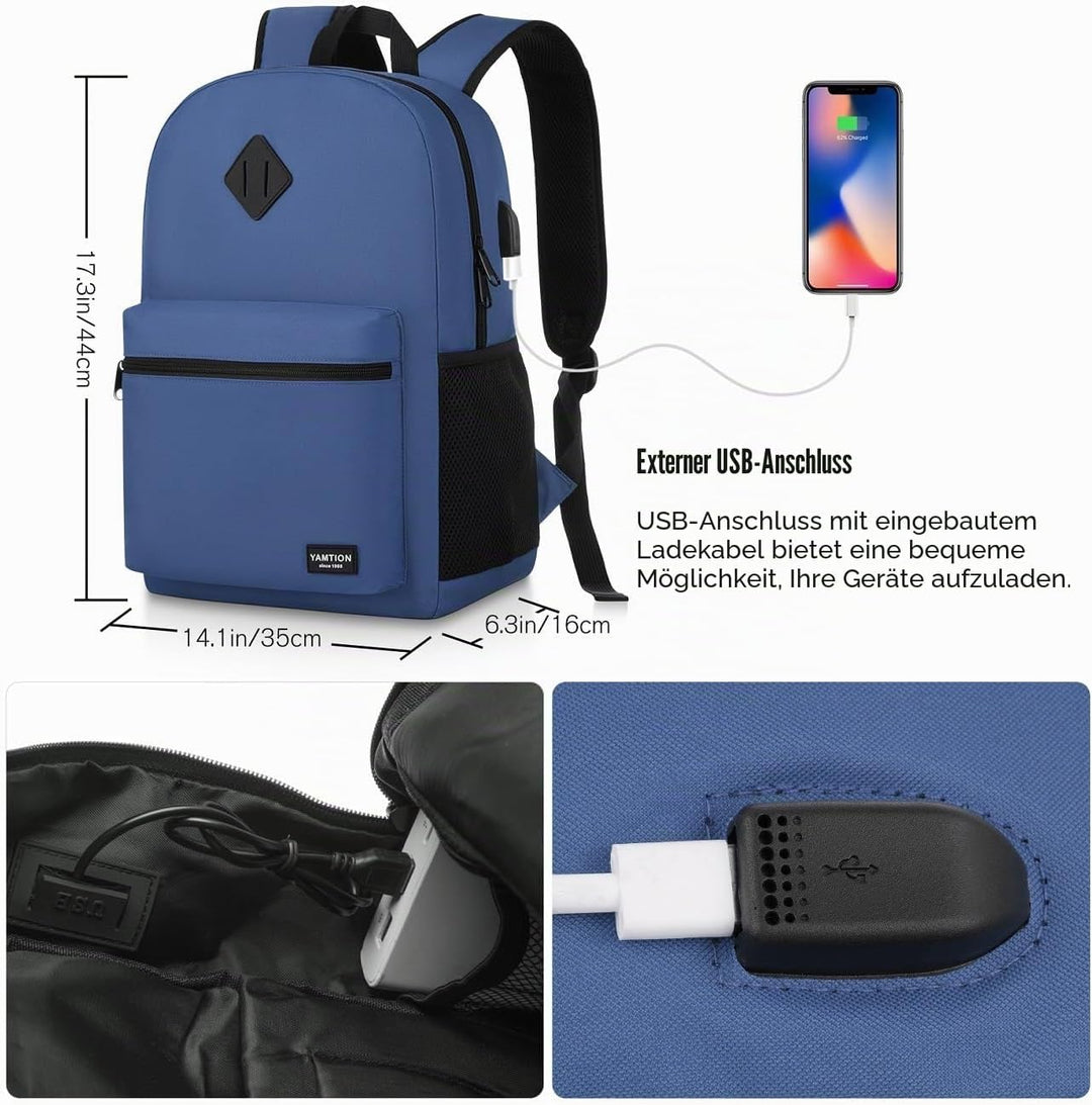 YAMTION Schulrucksack Jungen Teenager Rucksack Herren,Schultasche Schulranzen Rucksack Schule mit 15