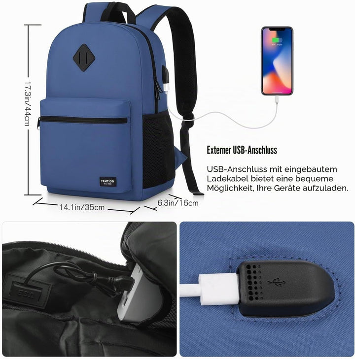 YAMTION Schulrucksack Jungen Teenager Rucksack Herren,Schultasche Schulranzen Rucksack Schule mit 15