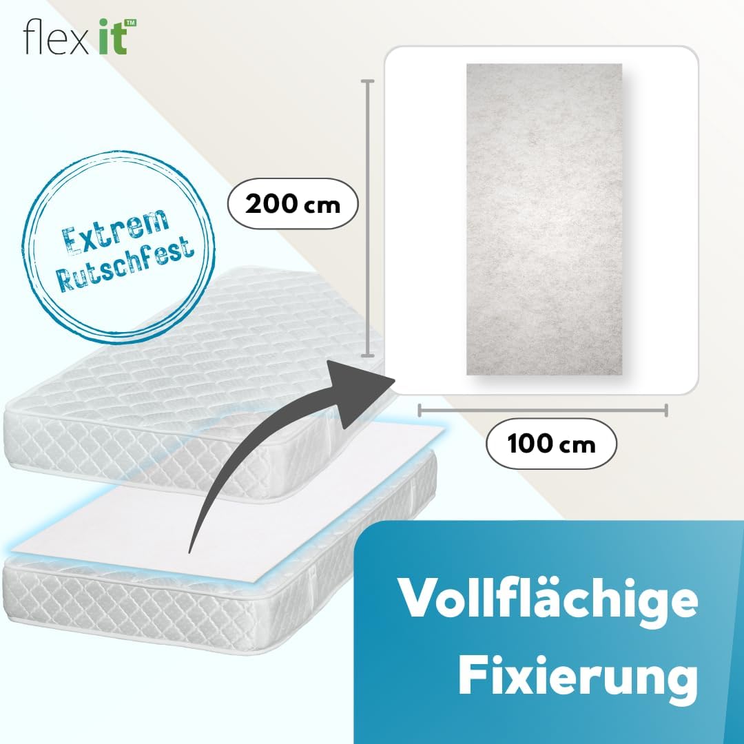 Flex it - flexTopp 100x200 cm Antirutschmatte für Bett Matratzen Befestigung Topper Matratze Lattenr