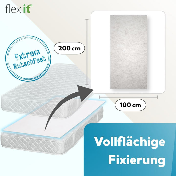 Flex it - flexTopp 100x200 cm Antirutschmatte für Bett Matratzen Befestigung Topper Matratze Lattenr