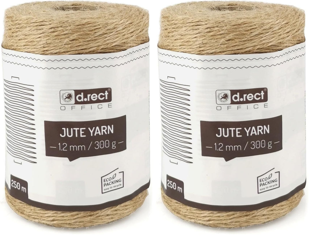 D.RECT 250m Jute-Schnur Natur Braun Jute-Kordel | Packschnur Geschenk-Band Bastelschnur Dekokordel |