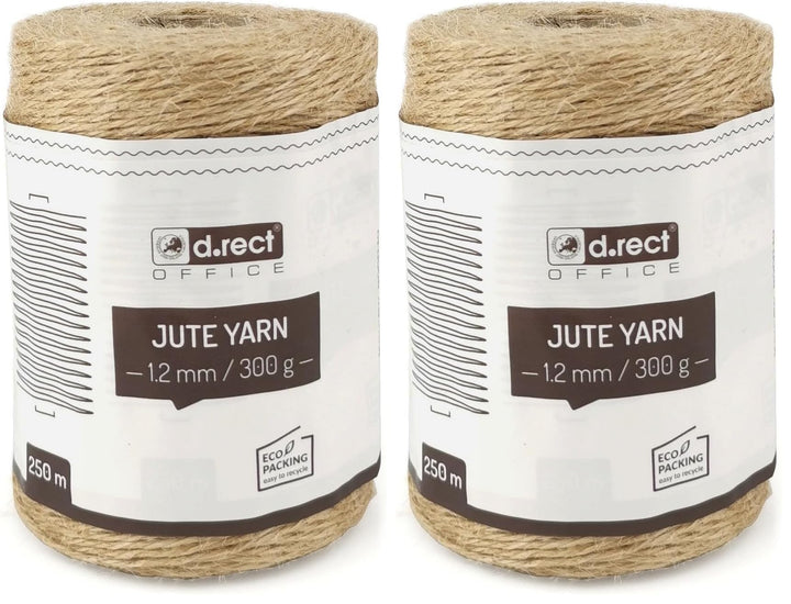 D.RECT 250m Jute-Schnur Natur Braun Jute-Kordel | Packschnur Geschenk-Band Bastelschnur Dekokordel |