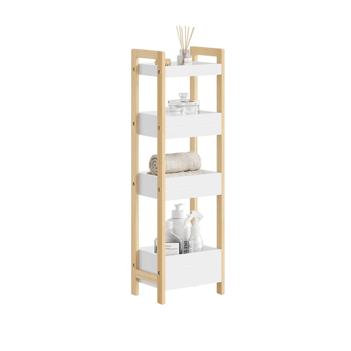 SoBuy Badezimmerschrank mit 4 stabilen Regalen - schmaler Nischenschrank Badregal schmal Badschrank