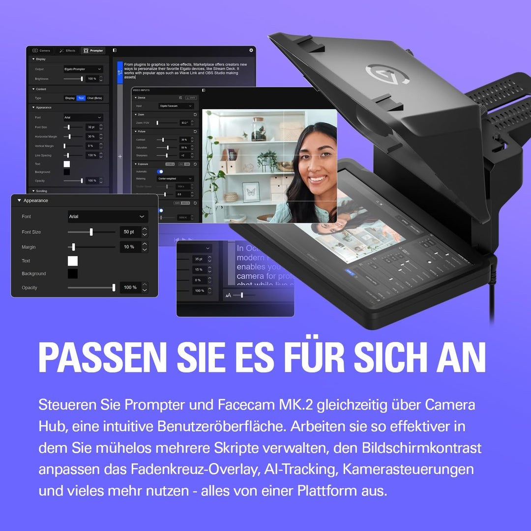 Elgato Prompter/Kamera-Set – Premium-Teleprompter mit Full HD-Webcam, HDR-fähig, perfekt für Streami
