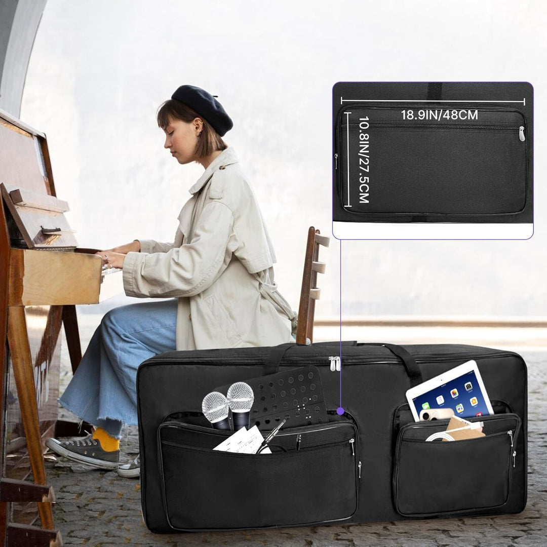 SUNDOY 61-Tasten-Klavier Keyboard Tasche, Gig Bag aus 600D Robustes Oxford-Gewebe, 10mm Schaumstoffp