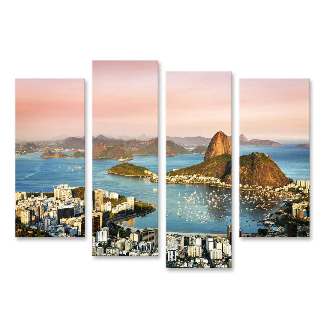 islandburner Bild Bilder auf Leinwand Sonnenuntergang über Rio de Janeiro Botafogo Bucht Brasilien W