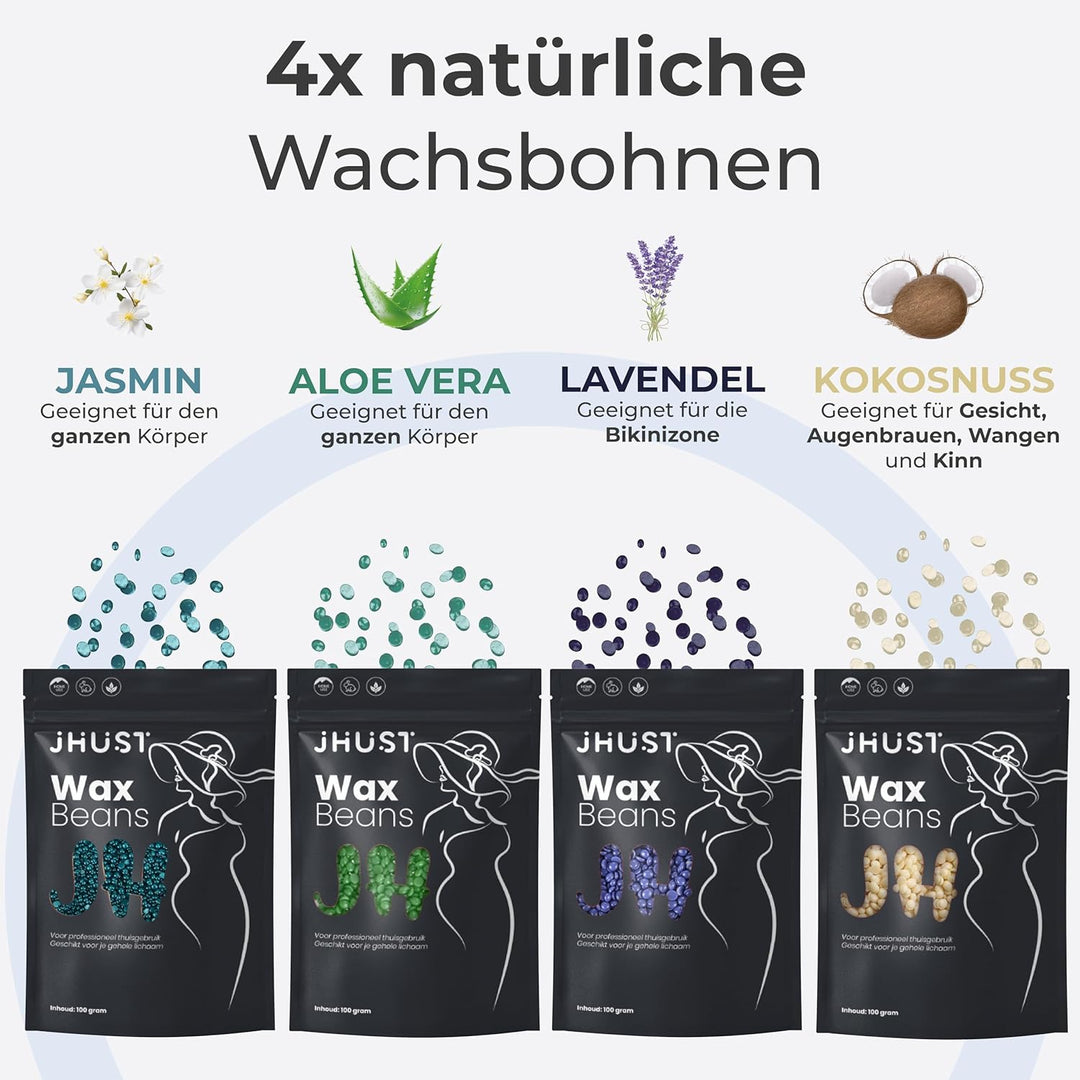 Wachswärmer-Set Schwarz mit 400g Wachsperlen & viel Zubehör, inkl. After-Wachs-Spray, Wachsset Waxin