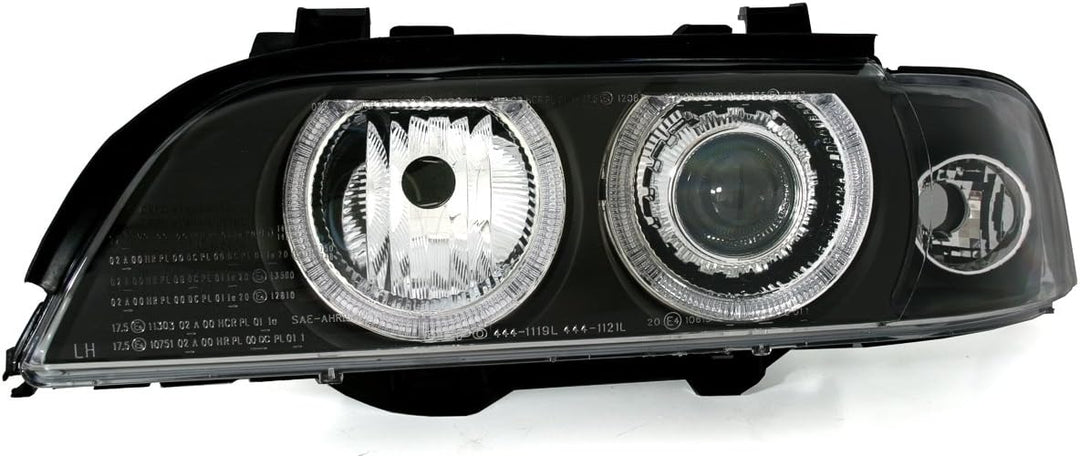 AD Tuning GmbH & Co. KG DEPO Angel Eyes Scheinwerfer Set Klarglas Schwarz mit Standlichtringe LWR