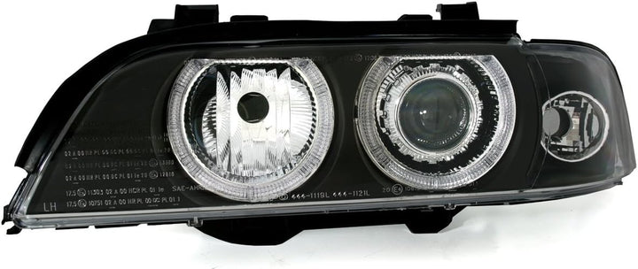 AD Tuning GmbH & Co. KG DEPO Angel Eyes Scheinwerfer Set Klarglas Schwarz mit Standlichtringe LWR