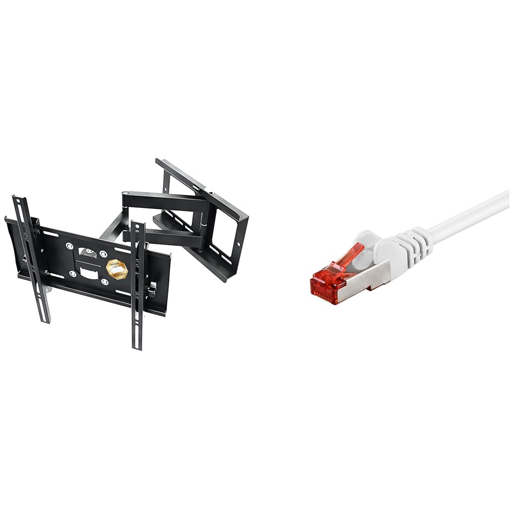 RICOO TV Wandhalterung Fernseher Schwenkbar Neigbar für 31-65 Zoll &amp; Goobay 92759 CAT 6 Kabel LAN Ne