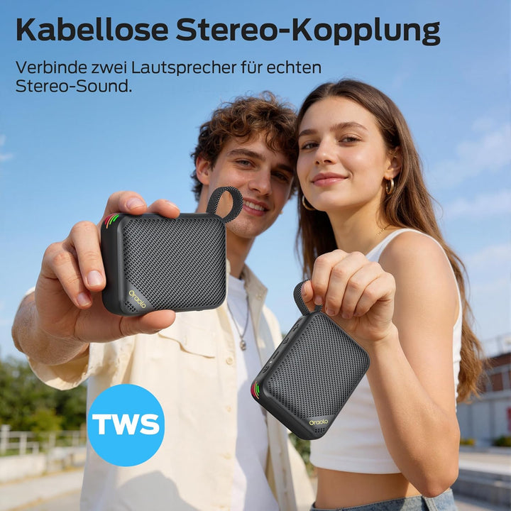 oraolo Tragbare Bluetooth Lautsprecher, Mini Bluetooth Lautsprecher, 20H Laufzeit, Bluetooth 6.0, IP
