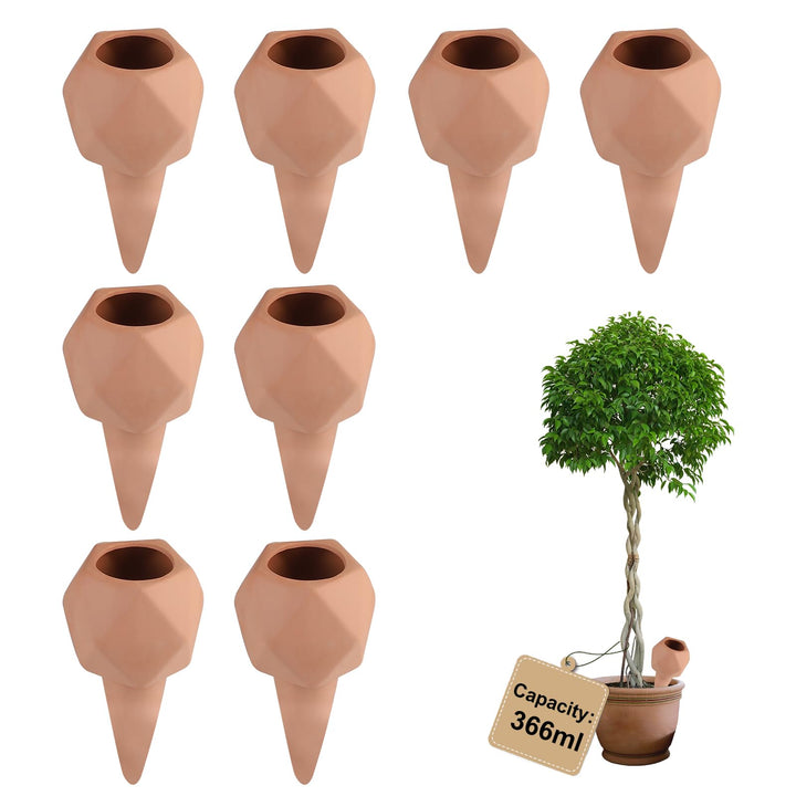 8 × 366ml Tonkegel Bewässerung Polygonal Pflanzen Bewässerungskegel Pflanzen Wasserspender Ton Autom