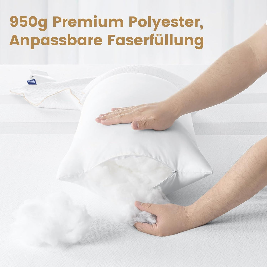 BedStory Kopfkissen 40x80 2er Set mit abziehbarem Bambusfasern Bezug, Antimilben und antibakteriell