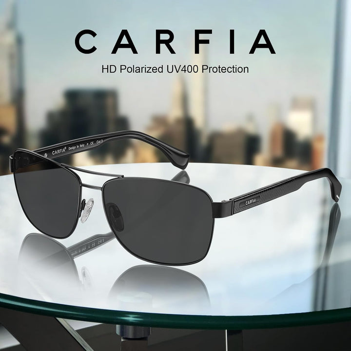 CARFIA Pilotenbrille Sonnenbrille Herren UV400 polarisierte Sportbrille mit ultraleichtem Metallrahm
