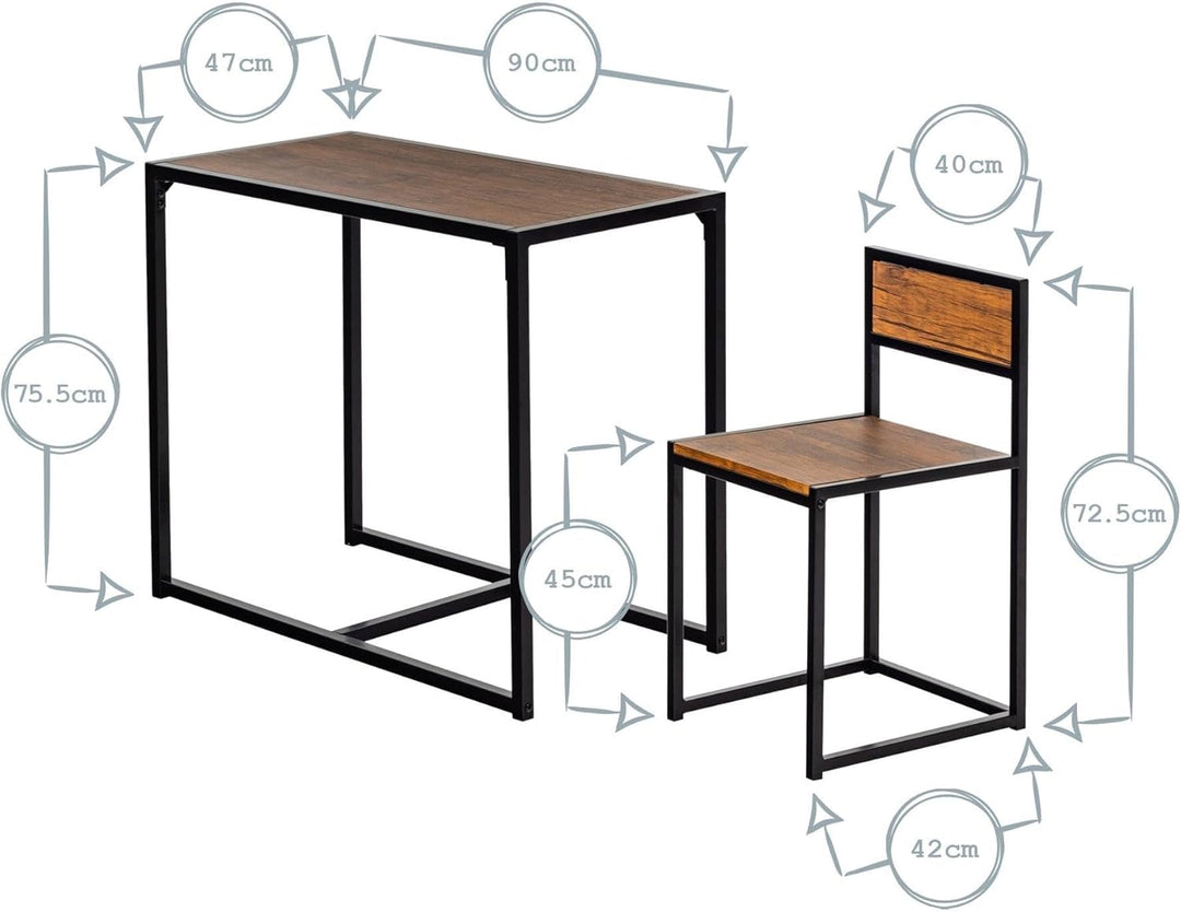 Harbour Housewares Platzsparender und kompakter Küchen-Esstisch und Stühle-Set für 2 Personen
