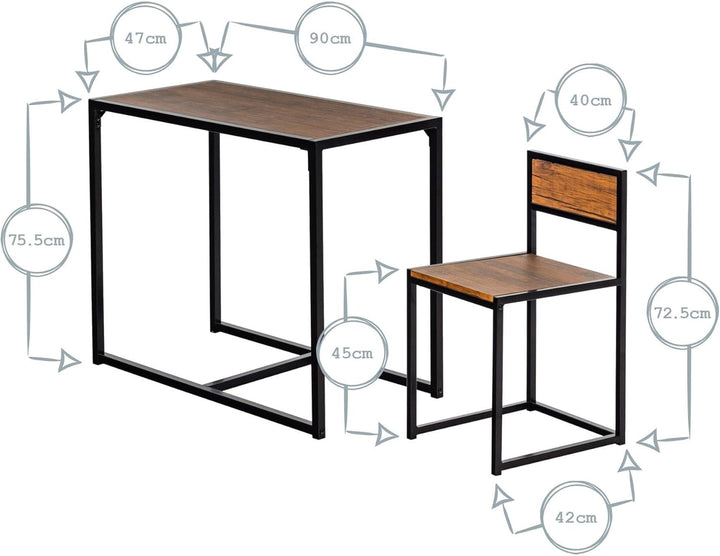 Harbour Housewares Platzsparender und kompakter Küchen-Esstisch und Stühle-Set für 2 Personen