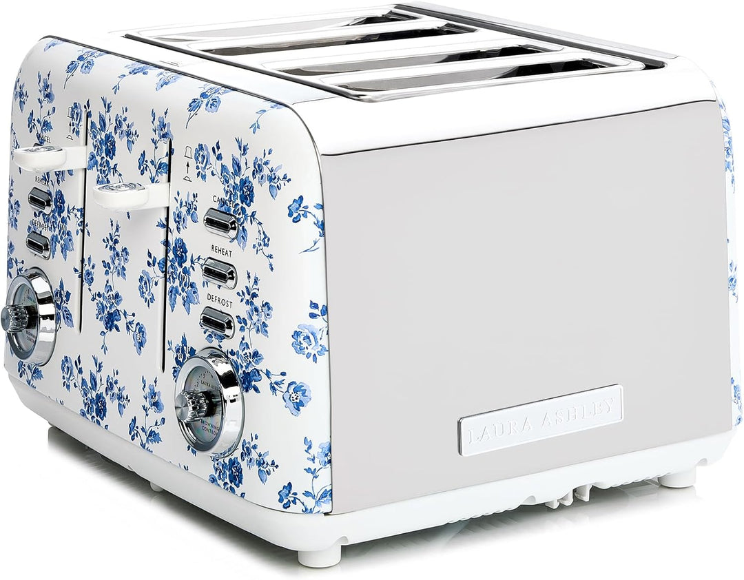 VQ Laura Ashley 4-Scheiben-Toaster Mit Einstellbaren Heiz-, Auftau- Und Aufwärmmodi - Edelstahl Vint