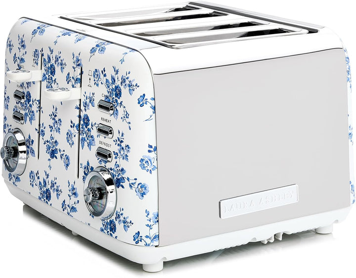 VQ Laura Ashley 4-Scheiben-Toaster Mit Einstellbaren Heiz-, Auftau- Und Aufwärmmodi - Edelstahl Vint