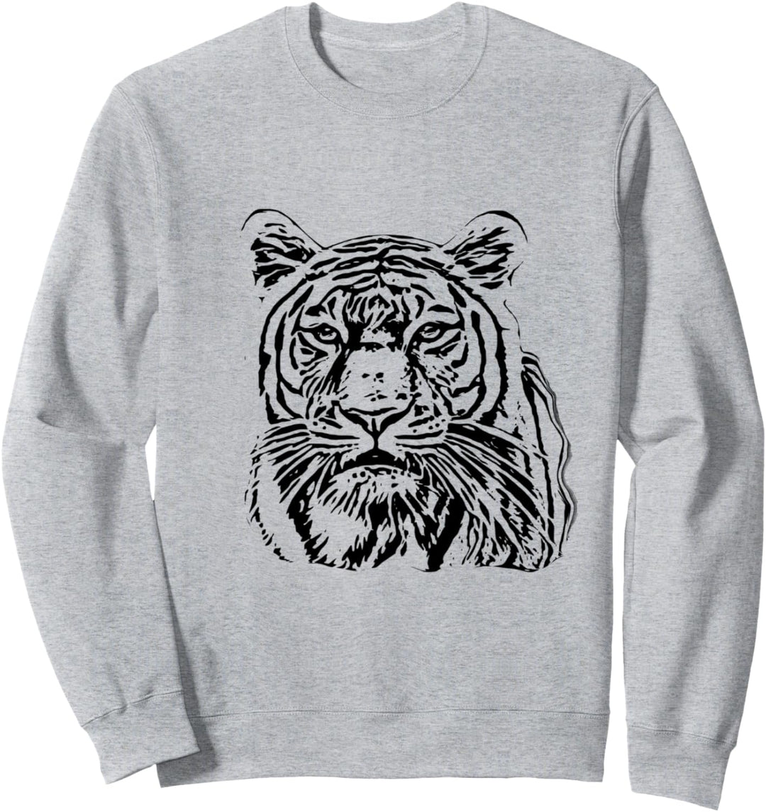 Tigerkopf Motiv Raubkatzen Dschungel Zähne Katzen Tiger Sweatshirt