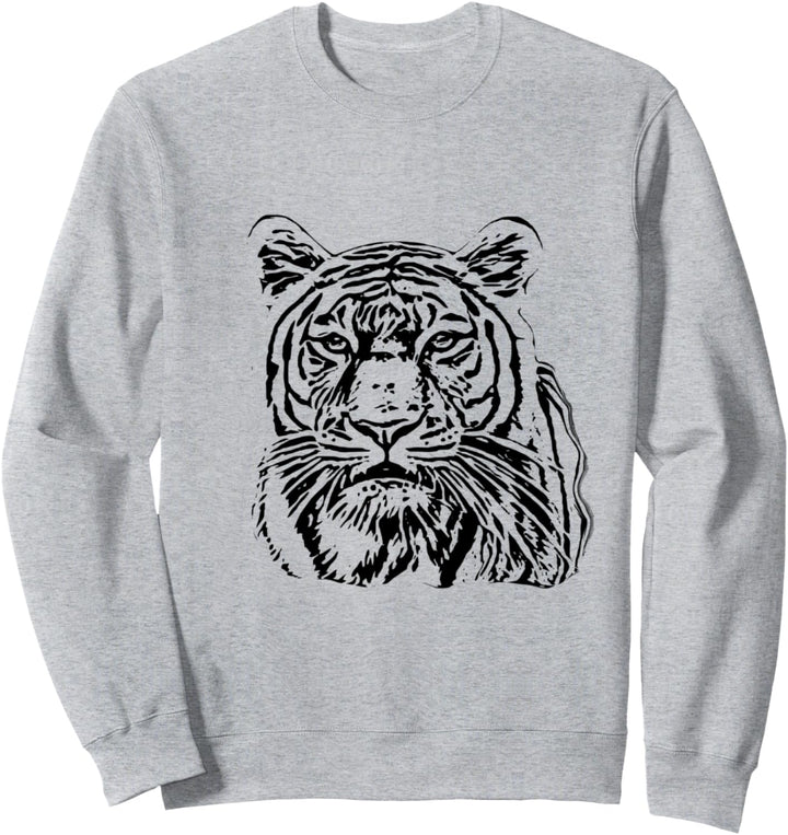 Tigerkopf Motiv Raubkatzen Dschungel Zähne Katzen Tiger Sweatshirt