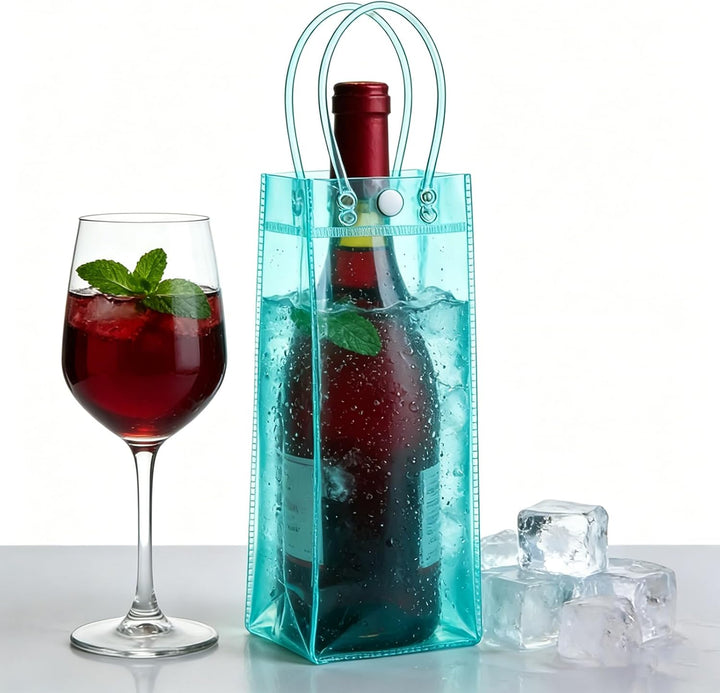 10 Stück Flaschenkühler: Flaschenkühler Ice Bag, 11 * 11 * 26cm PVC Eisbeutel Sektkühler, Auslaufsic